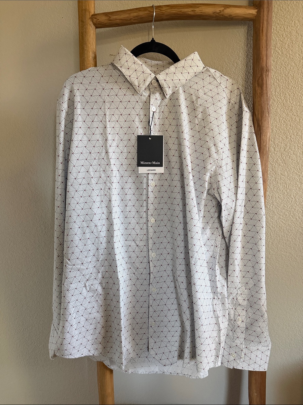 Mizzen+Main White Button-Down With Black Geometric Print